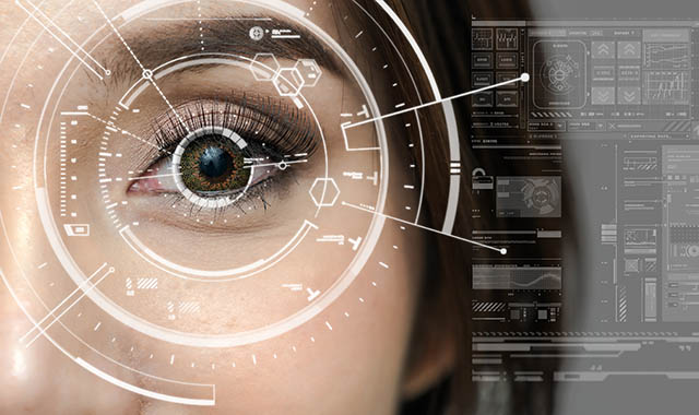 Eye-disease-research graphic showing an up-close look at an eye