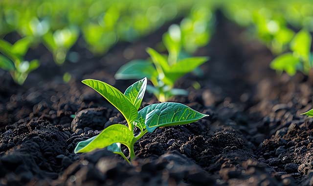 plants sprouting in soil