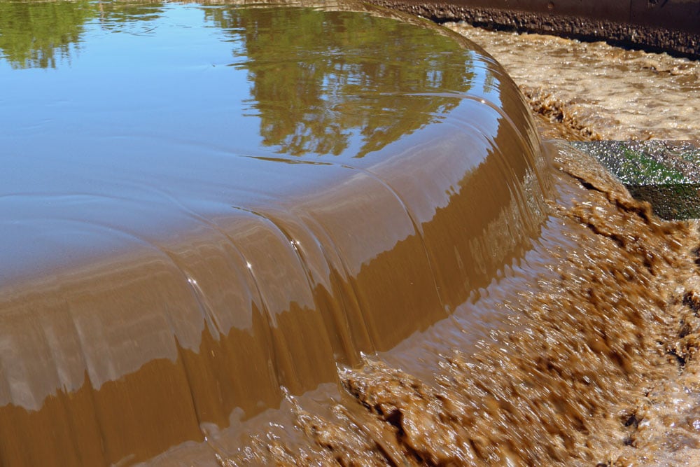 Image: Solid waste being separated from sewage sludge at a wastewater treatment plant
