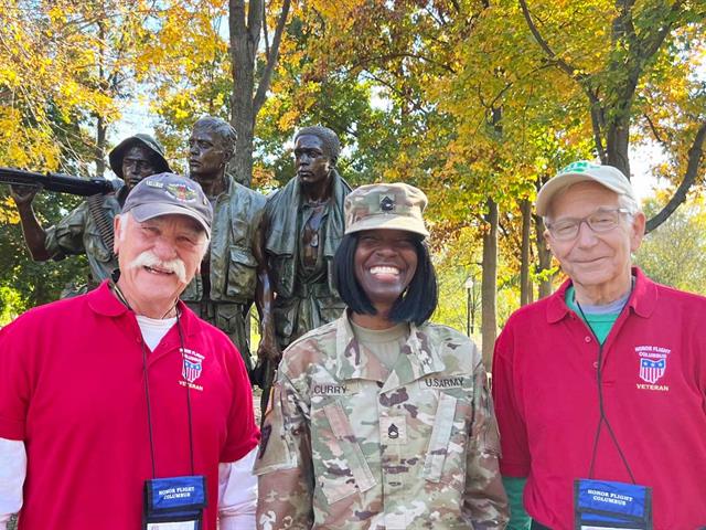 HonorFlightVeteranwithSgt1stClass Photo: Honor Flight Veteran with Sgt 1st Class