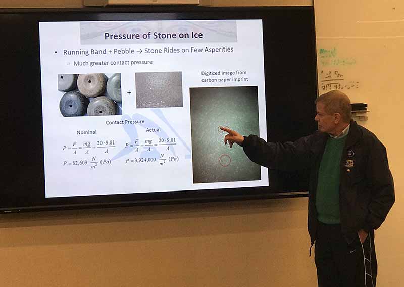 Rick Olson giving a presentation on the science of curling at Battelle