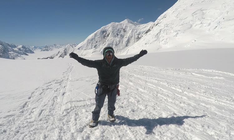 alt=ed anderson en route to the top of Denali in alaska