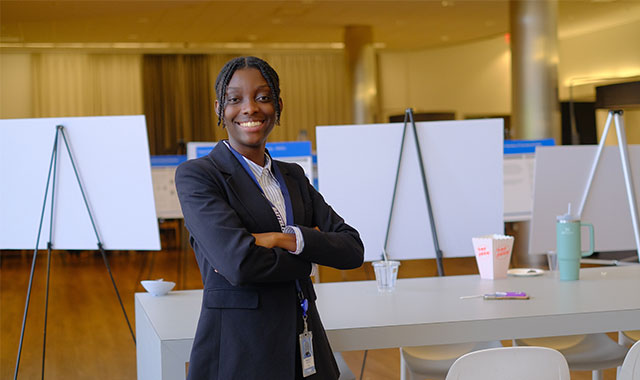 alt=Battelle philanthropy and stem education intern Hailey Manuel during her internship capstone