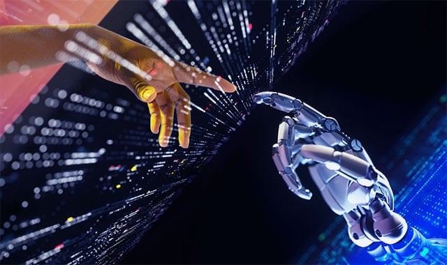 Image: Human hand reaching for a robot hand