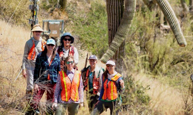 Photo: Kate Thibault and other NEON staff at the Sycamore field site (SYCA) in Arizona, 2022.