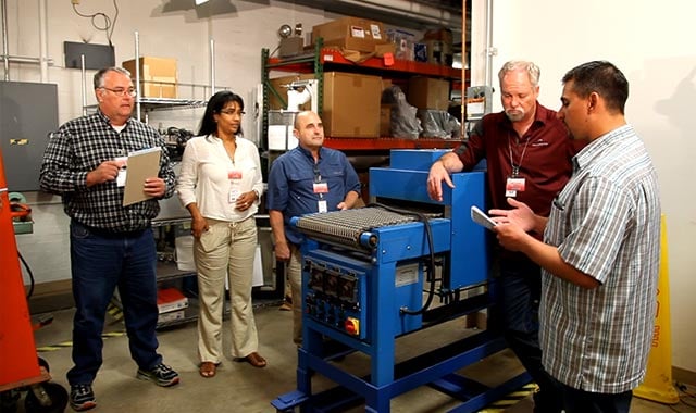 alt= the losa team running through safety protocols in the lab 
