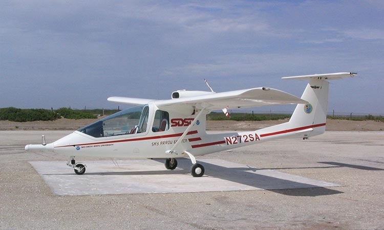 alt= photo of an older plane driven by rommel zulueta during some of his field tests