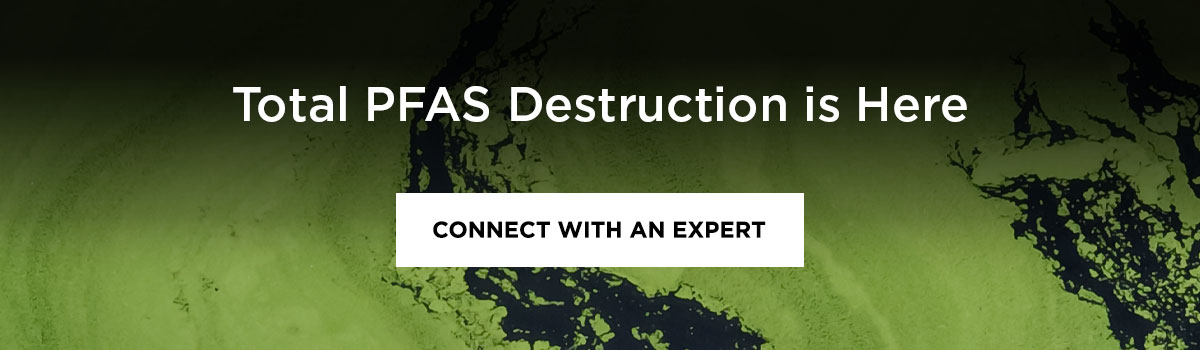 Image: PFAS-contaminated wastewater and overlaid button and text