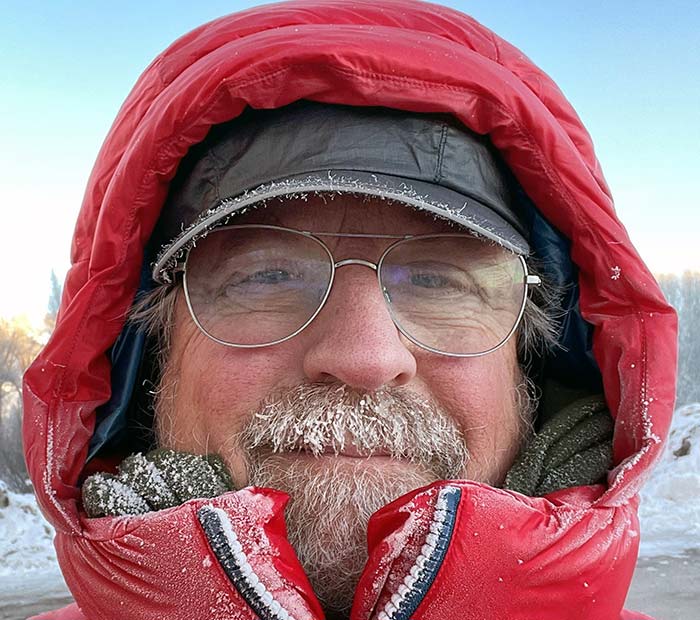 Steve Dunbar enjoying the winter at home in Wyoming