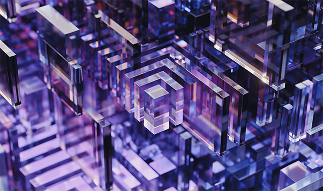 Image: Abstract image of purple glass cubes