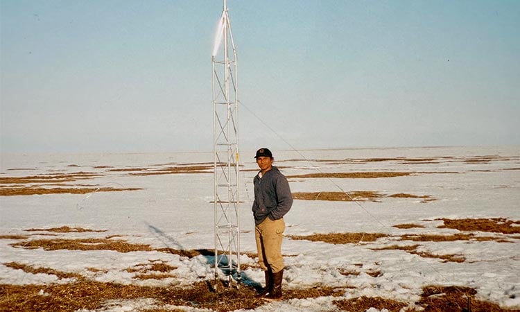 alt= young rommel zulueta conducting a field test